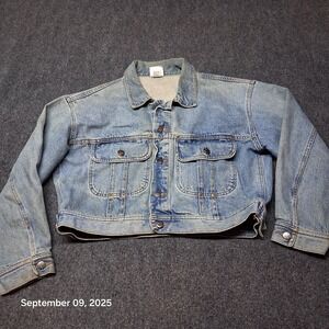 Vintage Nuovo Denim Blue Jean Jacket Womens Size‎ Large Cropped Cute